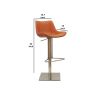 Cid 21-31 Inch Adjustable Counter Bar Stool, Vegan Leather, Swivel, Orange