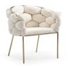 Cid 26 Inch Modern Curved Dining Chair, Bubble Tufted Back, Cream