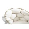 Cid 26 Inch Modern Curved Dining Chair, Bubble Tufted Back, Cream