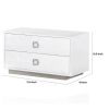 Hart 32 Inch Modern Nightstand, 2 Drawers, Textured Lacquer Finish, White