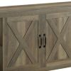 Eli 71 Inch TV Entertainment Center Cabinet, Metal Brackets, Oak Brown