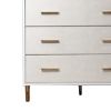 Emily 37 Inch Wood Tall Dresser Chest, 4 Drawers, Gold Handles, White