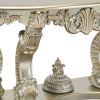 Esen 67 Inch Crescent Sofa Table Sideboard Console, Carvings, Antique Gold