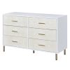 Emily 47 Inch Wood Side Dresser with 6 Drawers, Metal Bar Handles, White