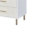 Emily 47 Inch Wood Side Dresser with 6 Drawers, Metal Bar Handles, White
