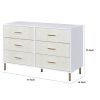 Emily 47 Inch Wood Side Dresser with 6 Drawers, Metal Bar Handles, White