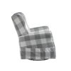 35 Inch Accent Swivel Chair, Glider, Checkered Fabric, Light Gray