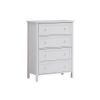 Mio 46 Inch 4 Drawer Tall Dresser Chest, Solid Wood, Glossy White