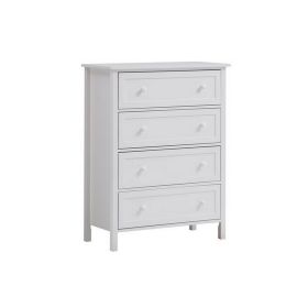 Mio 46 Inch 4 Drawer Tall Dresser Chest, Solid Wood, Glossy White