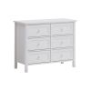 Mio 39 Inch 6 Drawer Dresser, Solid Wood, Molded Trim, Glossy White