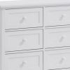 Mio 39 Inch 6 Drawer Dresser, Solid Wood, Molded Trim, Glossy White