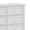 Mio 39 Inch 6 Drawer Dresser, Solid Wood, Molded Trim, Glossy White