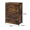 Nat 48 Inch Rustic Wood Chest, 5 Drawers, Brown and Black