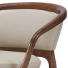 Cid 30 Inch Modern Accent Chair, Vegan Faux Leather Cushioned, Beige, Brown