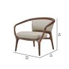 Cid 30 Inch Modern Accent Chair, Vegan Faux Leather Cushioned, Beige, Brown