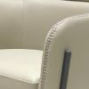 Cid 25 Inch Modern Dining Chair, Tight Back, Vegan Faux Leather, Beige