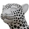 Cid 24 Inch Modern Polyresin Leopard Sculpture Decor, Dotted, White, Black