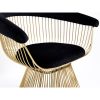 Cid 28 Inch Modern Dining Chair, Slatted Gold Cone Base, Black