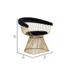 Cid 28 Inch Modern Dining Chair, Slatted Gold Cone Base, Black