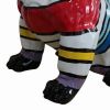 Cid 18 Inch Resin Pug Sculpture Decor, Multicolor Abstract Pattern