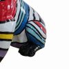 Cid 18 Inch Resin Pug Sculpture Decor, Multicolor Abstract Pattern