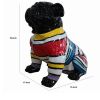 Cid 18 Inch Resin Pug Sculpture Decor, Multicolor Abstract Pattern