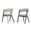 Cid 23 Inch Modern Dining Chair, Curved Back, Set of 2, Gray Fabric