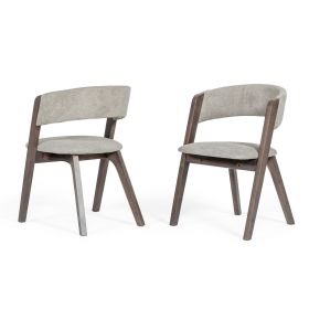 Cid 23 Inch Modern Dining Chair, Curved Back, Set of 2, Gray Fabric