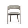 Cid 23 Inch Modern Dining Chair, Curved Back, Set of 2, Gray Fabric