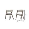 Cid 23 Inch Modern Dining Chair, Curved Back, Set of 2, Gray Fabric