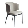 Cid 23 Inch Dining Armchair, Curved Padded Back, Vegan Faux Leather, Beige