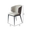 Cid 23 Inch Dining Armchair, Curved Padded Back, Vegan Faux Leather, Beige