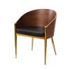 Cid 22 Inch Modern Accent Chair, Curved Back, Vegan Faux Leather, Walnut