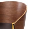 Cid 22 Inch Modern Accent Chair, Curved Back, Vegan Faux Leather, Walnut