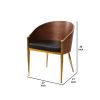 Cid 22 Inch Modern Accent Chair, Curved Back, Vegan Faux Leather, Walnut