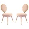 Cid 21 Inch Modern Glam Accent Chair, Round Backrest, Set of 2, Pink Velvet