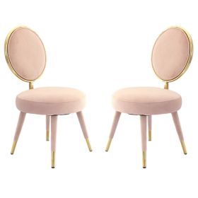 Cid 21 Inch Modern Glam Accent Chair, Round Backrest, Set of 2, Pink Velvet