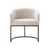 Cid 24 Inch Modern Dinning Chair, Stain Resistant Velvet and Brass, Beige