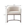 Cid 24 Inch Modern Dinning Chair, Stain Resistant Velvet and Brass, Beige