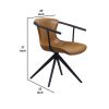 Cid 23 Inch Modern Swivel Dining Chair, Vegan Faux Leather, Black, Camel