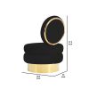 Cid 26 Inch Modern Swivel Accent Chair, Black Velvet, Round Gold Metal Base