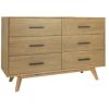 Cid Allie 53 Inch Modern Dresser, 6 Drawers, Solid Acacia, Walnut