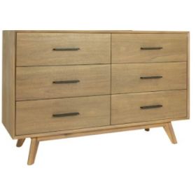 Cid Allie 53 Inch Modern Dresser, 6 Drawers, Solid Acacia, Walnut