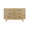 Cid Allie 53 Inch Modern Dresser, 6 Drawers, Solid Acacia, Walnut