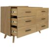 Cid Allie 53 Inch Modern Dresser, 6 Drawers, Solid Acacia, Walnut