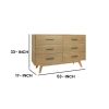 Cid Allie 53 Inch Modern Dresser, 6 Drawers, Solid Acacia, Walnut