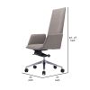 Cid 24 Inch Modern Office Chair, Knee Tilt, Sleek Tall Back, Gray