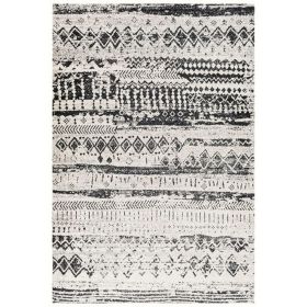 Zofi 10 x 8 Soft Fabric Floor Area Rug, Washable, Classic Aztec Pattern, Black, White