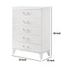 49 Inch Modern Tall Dresser Chest, 5 Drawers, Bar Handles, Wood, White