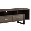 Zale 60 Inch Wood TV Media Entertainment Console, Sled Base, Brown